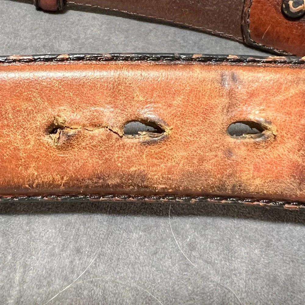 Vintage Silver Creek Classics Brown Leather Western Belt Size 40 Stone Buckle